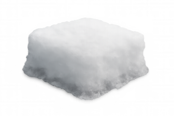 Snow lump forming a square block, representing winter, cold, and freeze concepts, isolated on transparent background