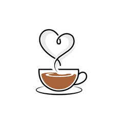 Coffee cup with heart shaped steam illustration