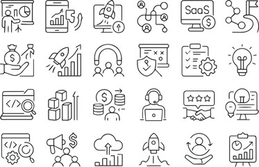 Business Startup and Technology Line Icons Collection