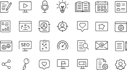Digital Marketing and Business Strategy Line Icons Collection