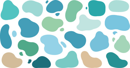 Modern Abstract Organic Shapes – Pastel Fluid Blob Pattern in Blue and Green, Minimal Aesthetic Background Design