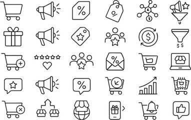 E-commerce and Digital Marketing Line Icons Collection