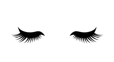Sleepy eyes icon with long lashes in black for beauty and relaxation themes