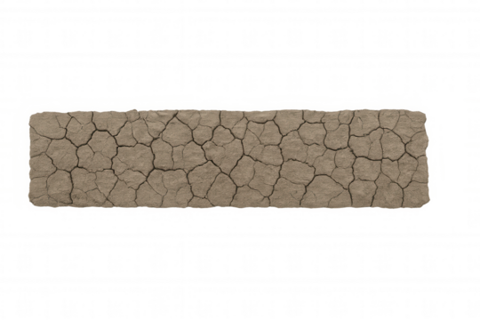 Dry cracked earth representing drought, global warming, and climate change with transparent background