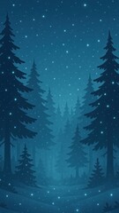 Obraz premium Serene snowy forest nightscape mobile wallpaper