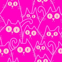 Animals seamless cats pattern for wrapping paper and fabrics and linens and kids clothes print