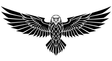 Naklejka premium Download black and white eagle vector illustration for logo design and printable artwork with spread wings