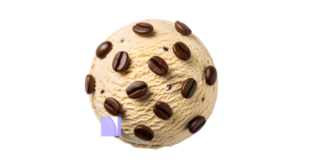 Delicious coffee ice cream scoop with roasted beans, a perfect treat for dessert lovers