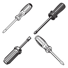 Fototapeta premium screwdriver set line art design