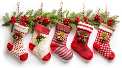 christmas socks on a white background