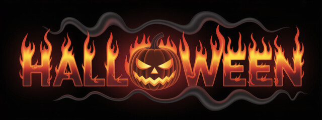 Fiery Halloween design with pumpkin and smoke a spooky vector illustration for holiday themes and party invitations