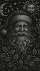 Fototapeta premium Vintage Santa celestial art mobile wallpaper