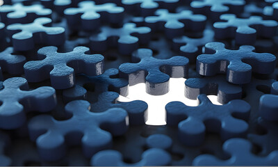 Illuminated Puzzle Piece Hole: a 3d Render of a Missing Piece with Backlighting, Concept Illustration