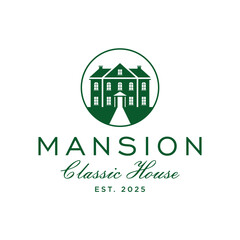 Luxury Mansion Logo Template. House Home Real Estate Logo with Classic Vibes
