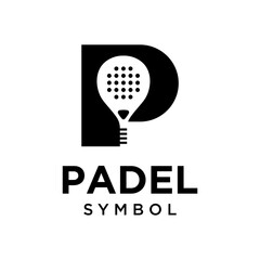 P Initial Letter with Padel Racket Logo Design