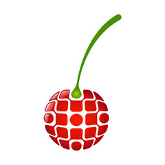 Tech cherry digital logo design icon. Cherry connection logo