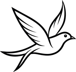Minimalist Line Drawing of Bird in Flight with Upward Wings and Extended Tail © shahadat