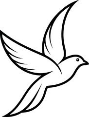 Graceful Line Art of Streamlined Bird in Flight with Spread Wings