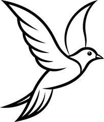 Elegant Stylized Line Drawing of Flying Bird in Motion