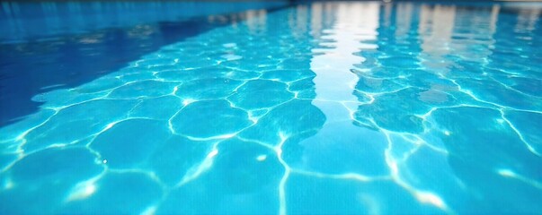 Obraz premium Shimmering Blue Pool Water Reflecting Sunlight Perfect Summer Vacation Imagery
