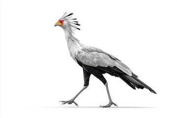 Fototapeta premium A secretary bird elegantly strides, showcasing its unique plumage and powerful stance