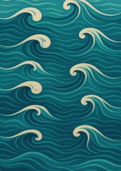 Stylized waves pattern wallpaper.