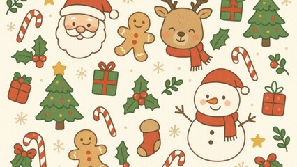Naklejka premium Festive Christmas cartoon desktop wallpaper