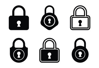 Monochrome Padlock Collection Security Privacy Protection Lock Icons Variety Safe Guard Access