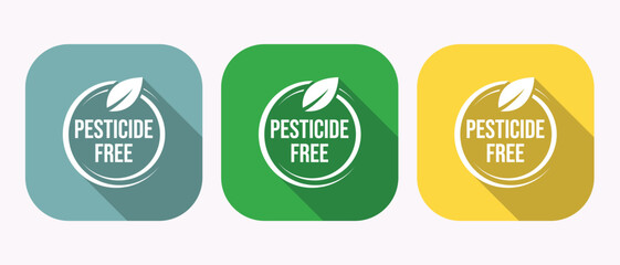 Pesticide Free Square Badge Eco Friendly Natural Organic Healthy Product Icon Vector Graphics