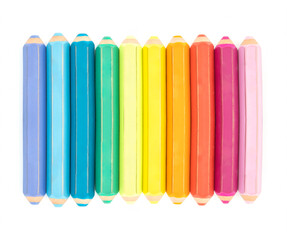 colorful eraser in shaped pencil on white background