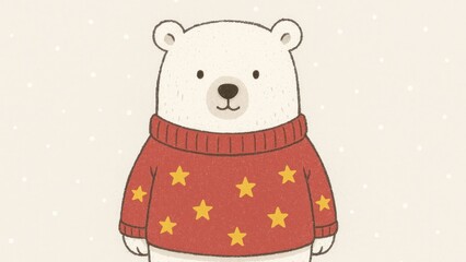 Cute bear wearing star sweater wallpaper for desktop