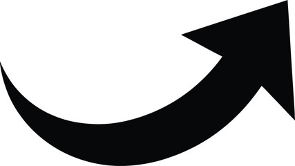Black Curved Arrow Pointing Up on White Background vector illustration
