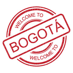 Welcome to Bogotá, Colombia grunge rubber stamp from Bogota, red vintage travel stamp on transparent background, vector illustration