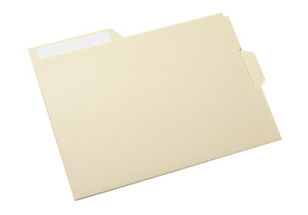 Manila file folder isolated PNG on transparent background, office document organizer for paperwork and storage