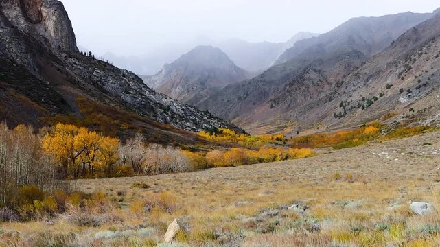 early winter storm incoming during the autumn season in the sierra nevada mountains