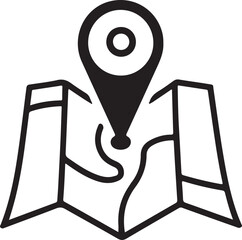 Continuous line drawing of a location pin or map marker with a wavy path, symbolizing navigation, journey, or a destination point.
