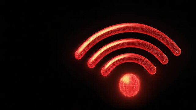 Red Wave Signal Design on Black Background Illustrating Communication and Connectivity Concepts in Modern Technology