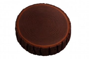 Tree stump cross section showing growth rings and wood grain, brown texture, transparent background