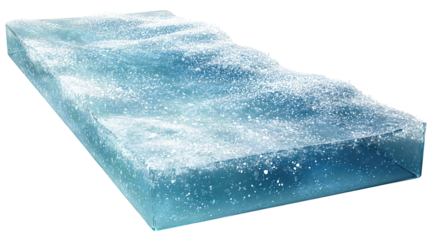Smooth snow drift with icy blue undertone and delicate surface scoring, natural frozen formation, isolated on transparent background
