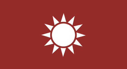 Sun icon on a red background with no objects; used to illustrate weather or design, among other themes