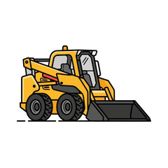 Fototapeta premium Yellow skid steer loader compact construction equipment vector illustration