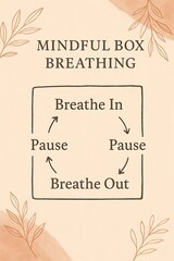 Boho Mindful Box Breathing Diagram for Holistic Wellness and Self-Care
