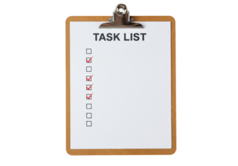 Task list on clipboard isolated PNG, checklist with completed tasks for organization and productivity