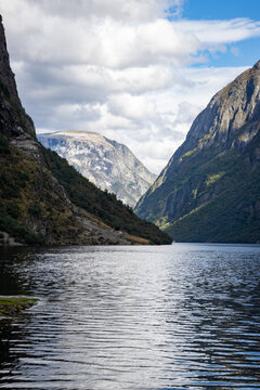 Panoramic scenery of the fjords in Norway, near Bakka