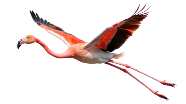 greater flamingo isolated on white background