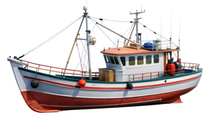 fishing boat in the sea isolated on white background