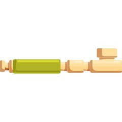 A stylized illustration of a cartoon smoking pipe with a green band and a white background features a simple isometric design ideal for digital use