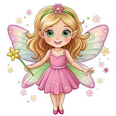Cute Flying Fairy with Magic Wand