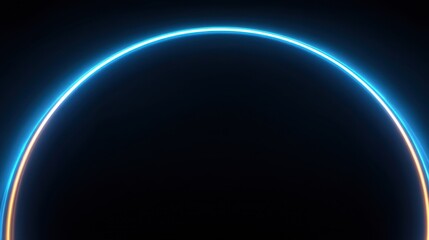 Fototapeta premium Futuristic neon light arc creating a vibrant glowing horizon against a dark background, ideal for tech themes, design projects, and digital media