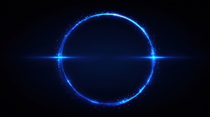 Obraz premium Vibrant Blue Light Circle with Sparkling Effects on a Dark Background for Abstract Design and Creative Projects